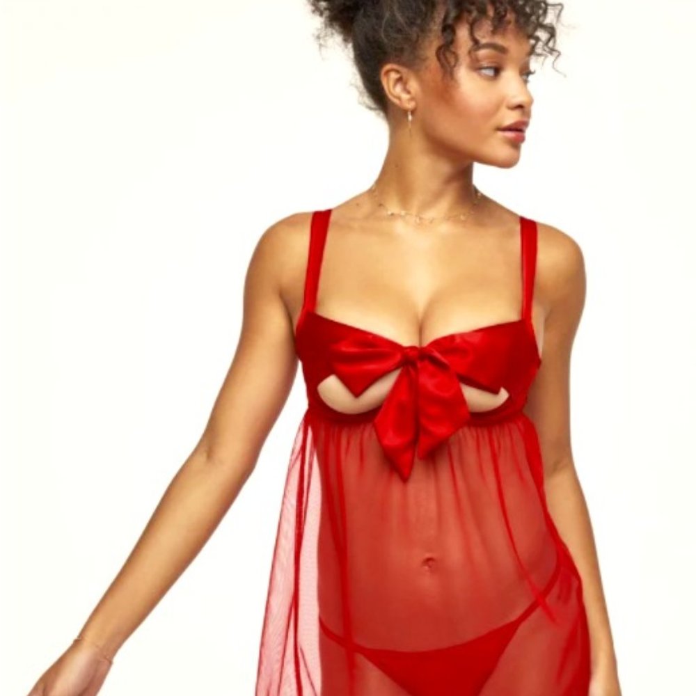 Adore Me Bessima Unlined Babydoll Red Lingerie